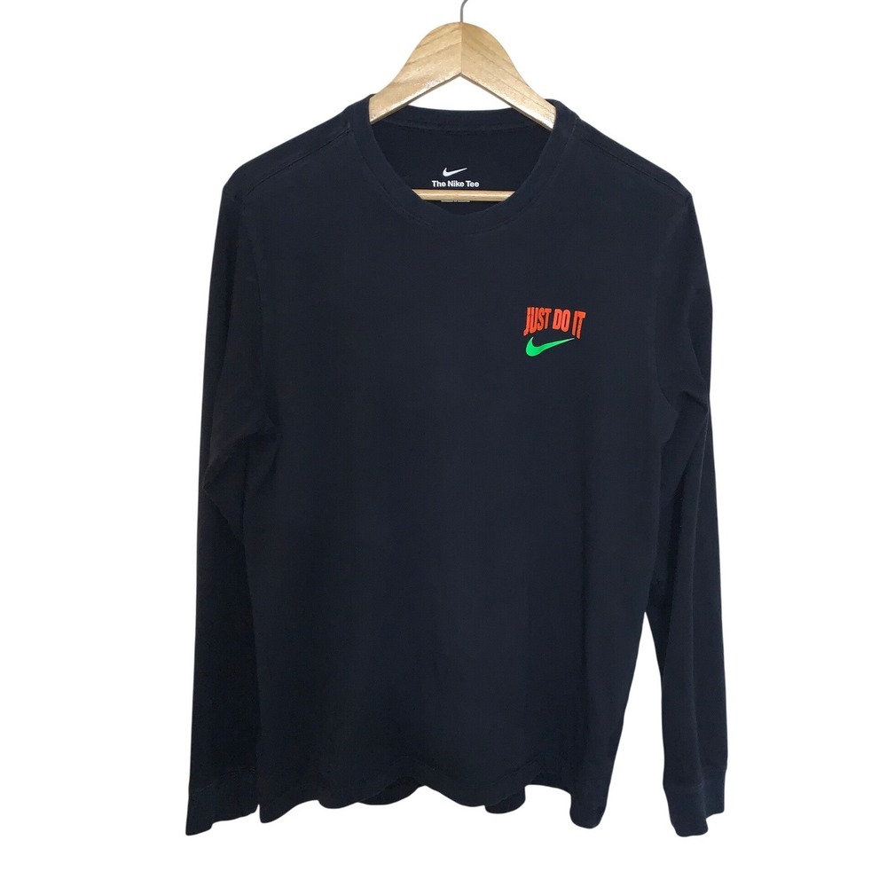 Nike Mens Just Do It Long Sleeve Graphic T-Shirt Black DZ2677-010 Size L